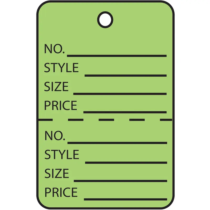 1 1/4 x 1 7/8" Green Perforated Garment Tags (G26013) Case Of 1000