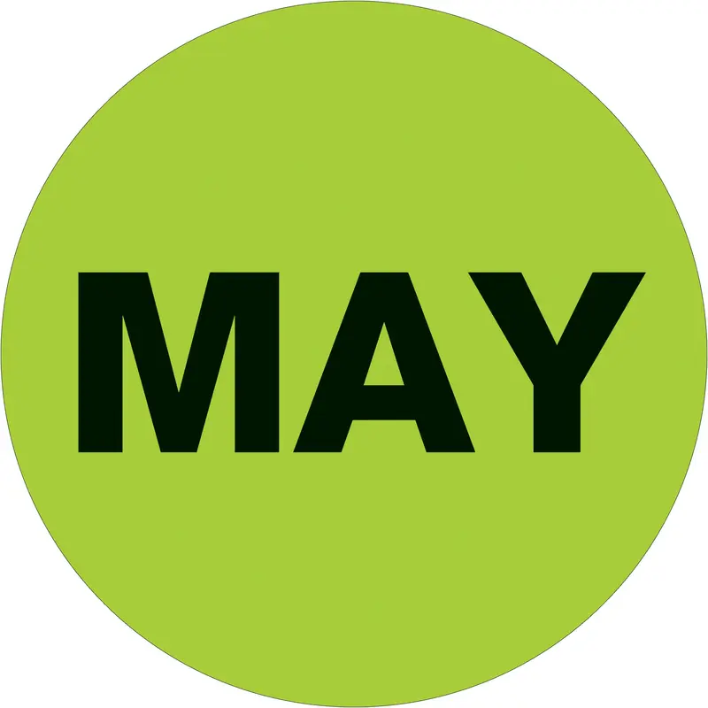 1" Circle - "MAY" (Fluorescent Green) Months of the Year Labels (DL6727) Roll Of 500