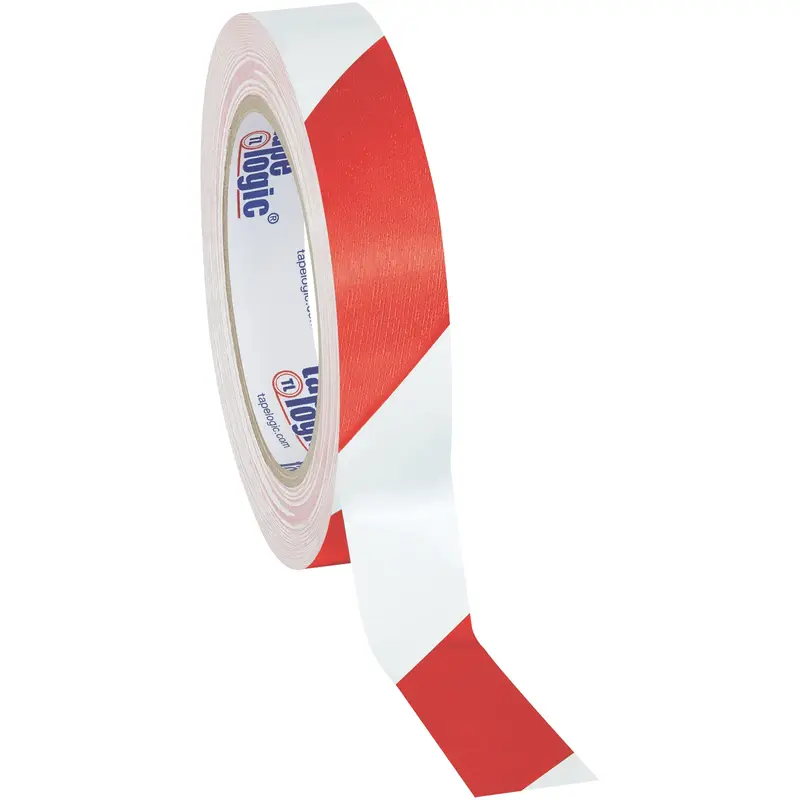 1" x 36 yds. Red/White Tape Logic Striped Vinyl Safety Tape (T9136RW) Case Of 48