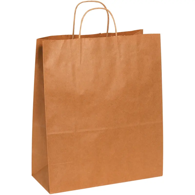 13 x 6 x 15 3/4" Kraft Paper Shopping Bags (BGS105K) Case Of 250