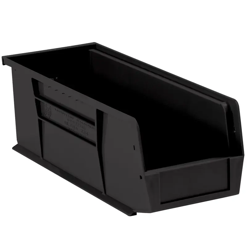 14 3/4 x 5 1/2 x 5" Black Plastic Stack & Hang Bin Boxes (BINP1555K) Case Of 12