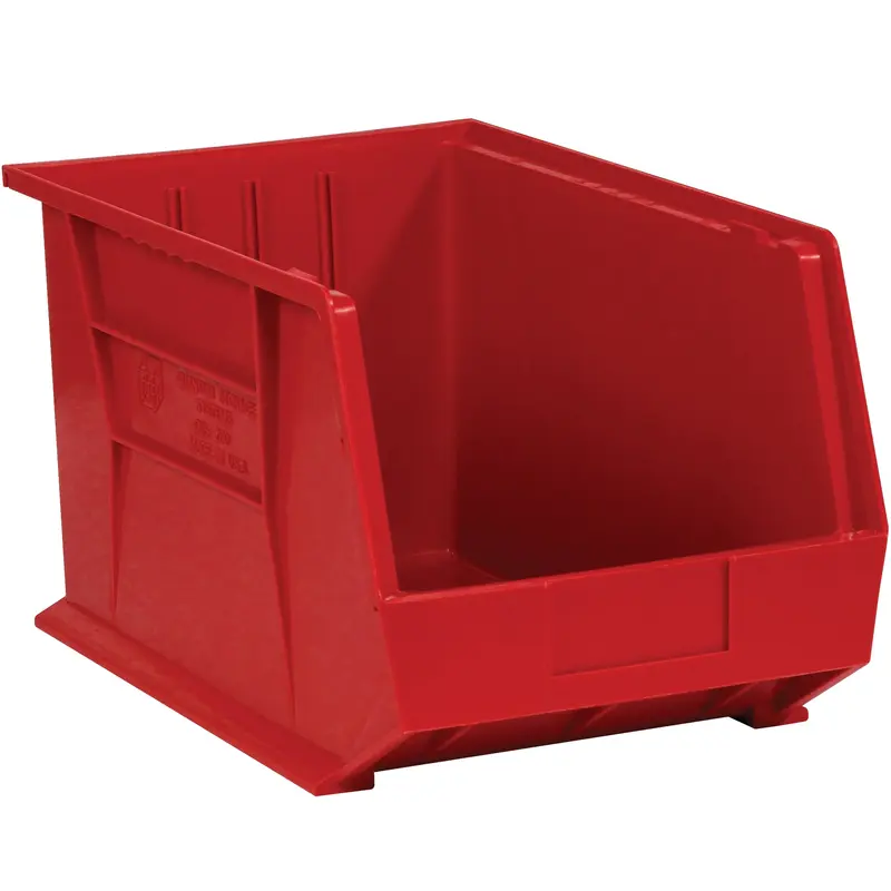 16 x 11 x 8" Red Plastic Stack & Hang Bin Boxes (BINP1611R) Case Of 4