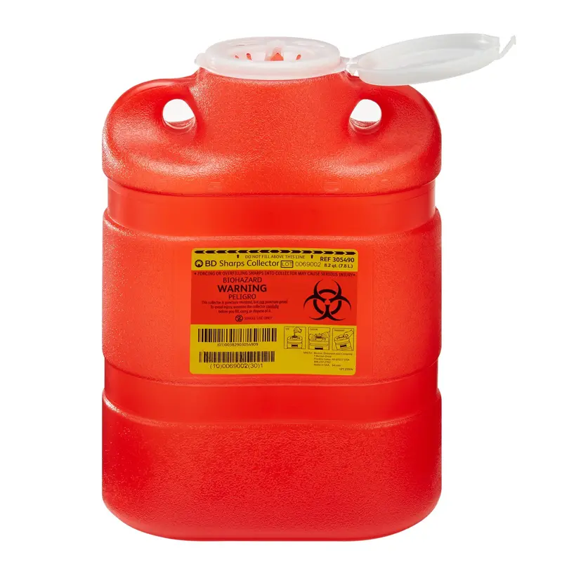 BD Sharps Container Red Base 13-2/5 H X 9-2/5 W X 5-3/10 D Inch Vertical Entry 2.05 Gallon (169748_EA) 1/EA