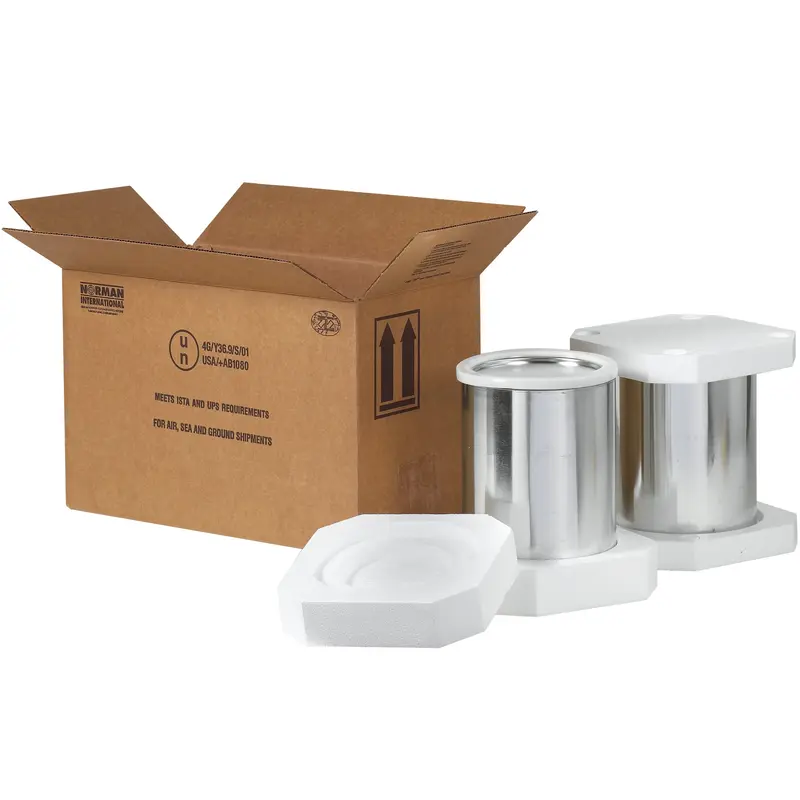 17 x 8 1/2 x 9 5/16" 2 - 1 Gallon Foam Haz Mat Shipper Kit (HAZFS2G) Each