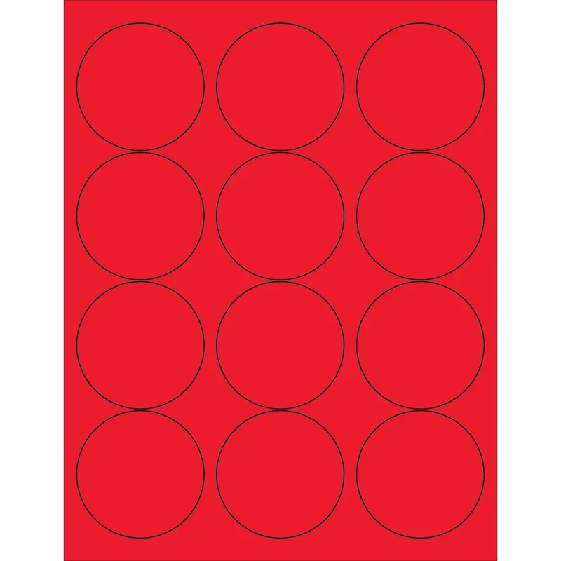 2 1/2" Fluorescent Red Circle Laser Labels (LL194RD) Case Of 1200