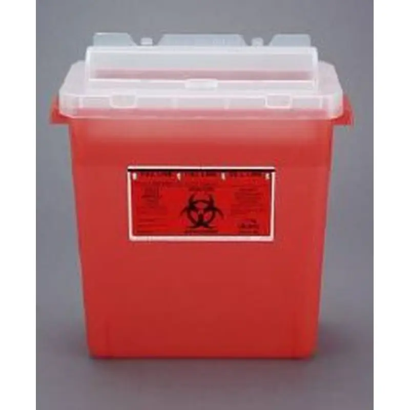 Bemis Sentinel Sharps Container Translucent Red Base 15 H X 13-7/8 L X 6-7/8 W Inch Horizontal Entry 3 Gallon (387581_CS) 12/CS