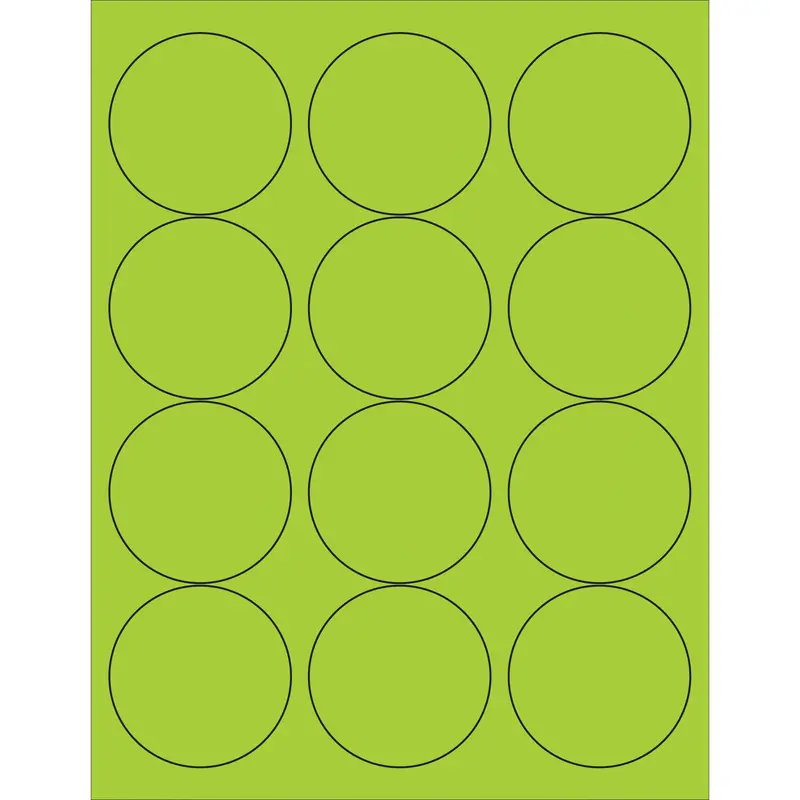 2 1/2" Fluorescent Green Circle Laser Labels (LL194GN) Case Of 1200