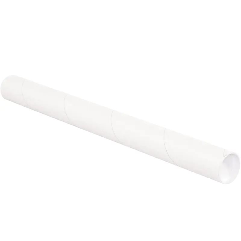 2 1/2 x 30" White Tubes with Caps (P2530W) Case Of 34