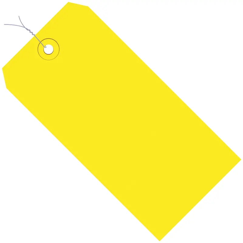 2 3/4 x 1 3/8" Yellow 13 Pt. Shipping Tags - Pre-Wired (G11013C) Case Of 1000