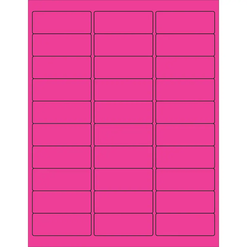 2 5/8 x 1" Fluorescent Pink Removable Rectangle Laser Labels (LL405PK) Case Of 3000