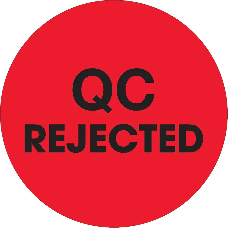 2" Circle - "QC Rejected" Fluorescent Red Labels (DL1256) Roll Of 500