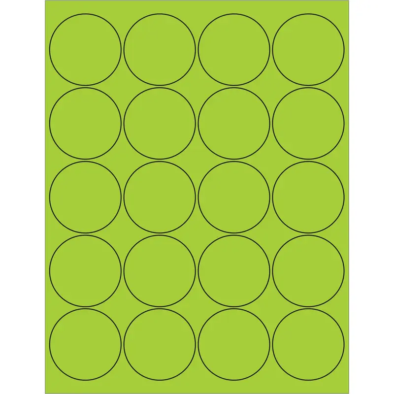 2" Fluorescent Green Circle Laser Labels (LL197GN) Case Of 2000