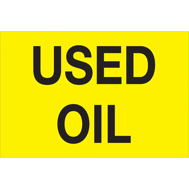 2 x 3" - "Used Oil" (Fluorescent Yellow) Labels (DL1430) Roll Of 500