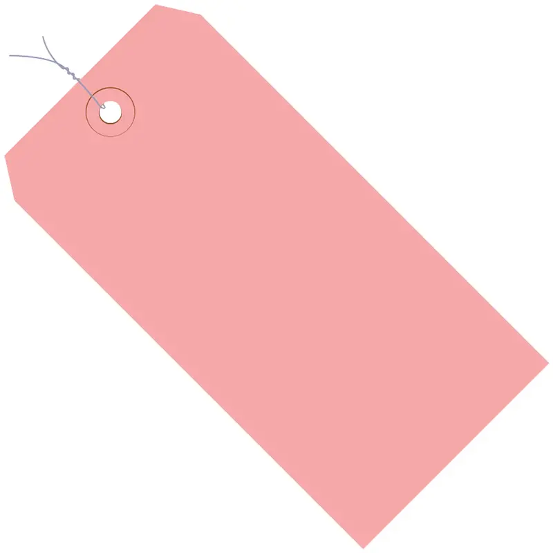 3 3/4 x 1 7/8" Pink 13 Pt. Shipping Tags - Pre-Wired (G11033J) Case Of 1000