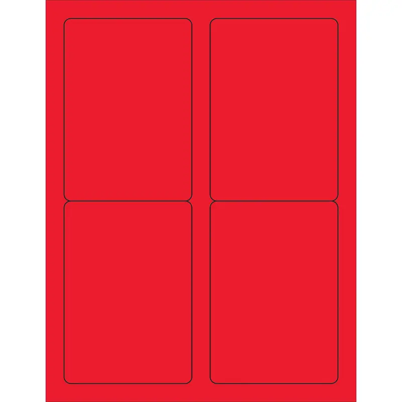 3 1/2 x 5" Fluorescent Red Rectangle Laser Labels (LL176RD) Case Of 400