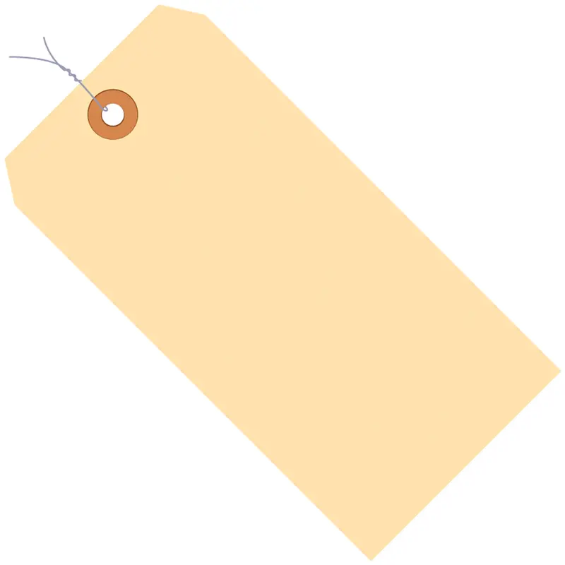 3 1/4 x 1 5/8" 10 Pt. Manila Shipping Tags - Pre-Wired (G30023) Case Of 1000