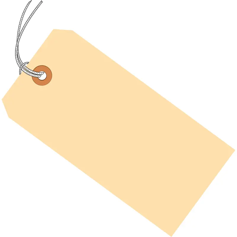 3 1/4 x 1 5/8" 13 Pt. Manila Shipping Tags - Pre-Strung (G10022) Case Of 1000