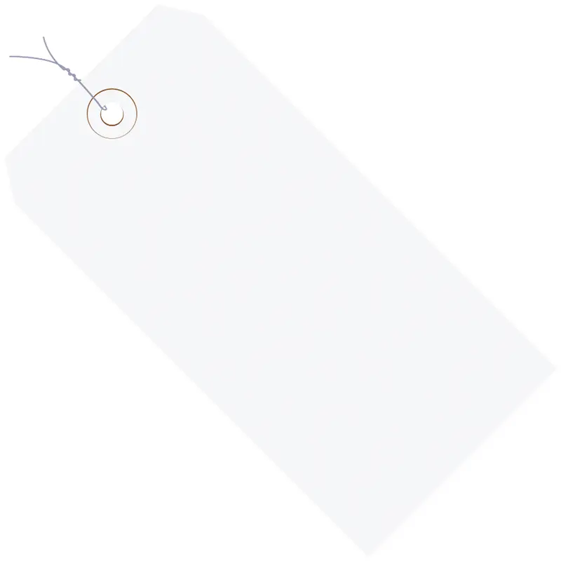 3 1/4 x 1 5/8" White 13 Pt. Shipping Tags - Pre-Wired (G11023G) Case Of 1000