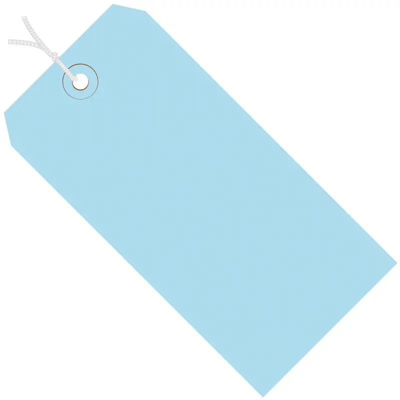 3 3/4 x 1 7/8" Light Blue 13 Pt. Shipping Tags - Pre-Strung (G11032B) Case Of 1000