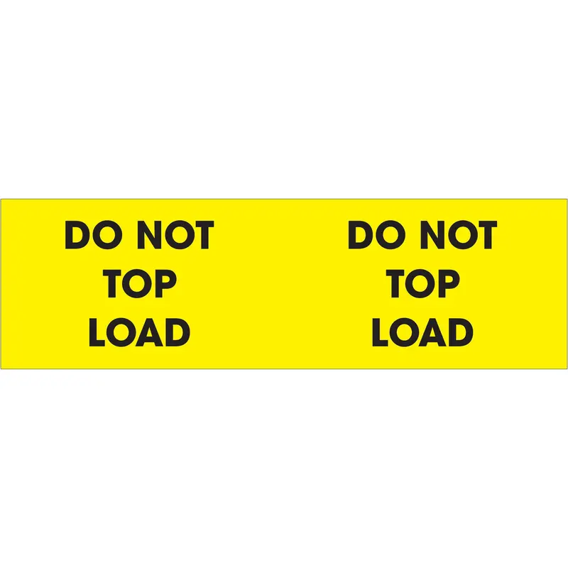 3 x 10" - "Do Not Top Load" (Fluorescent Yellow) Labels (DL1226) Roll Of 500
