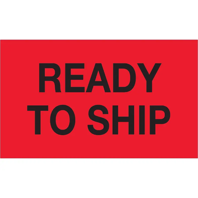 3 x 5" - "Ready To Ship" (Fluorescent Red) Labels (DL1172) Roll Of 500