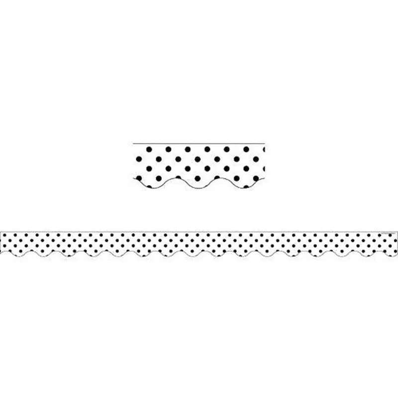 BLACK POLKA DOTS ON WHITE SCALLOPED BORDER