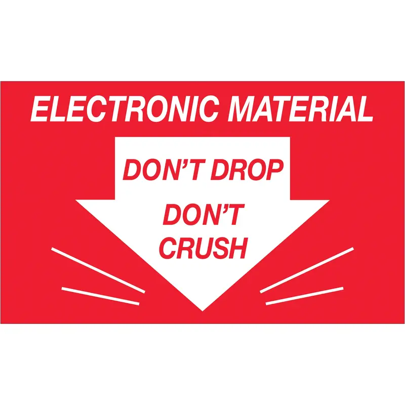 3 x 5" - "Don't Drop Don't Crush - Electronic Material" Labels (DL1315) Roll Of 500