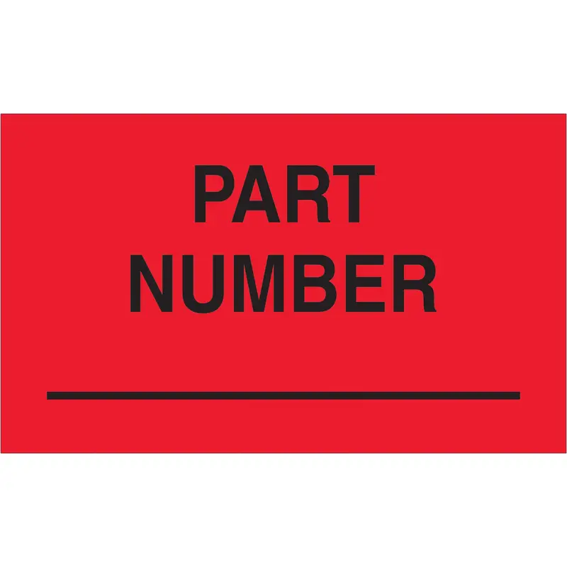 3 x 5" - "Part Number" (Fluorescent Red) Labels (DL3201) Roll Of 500