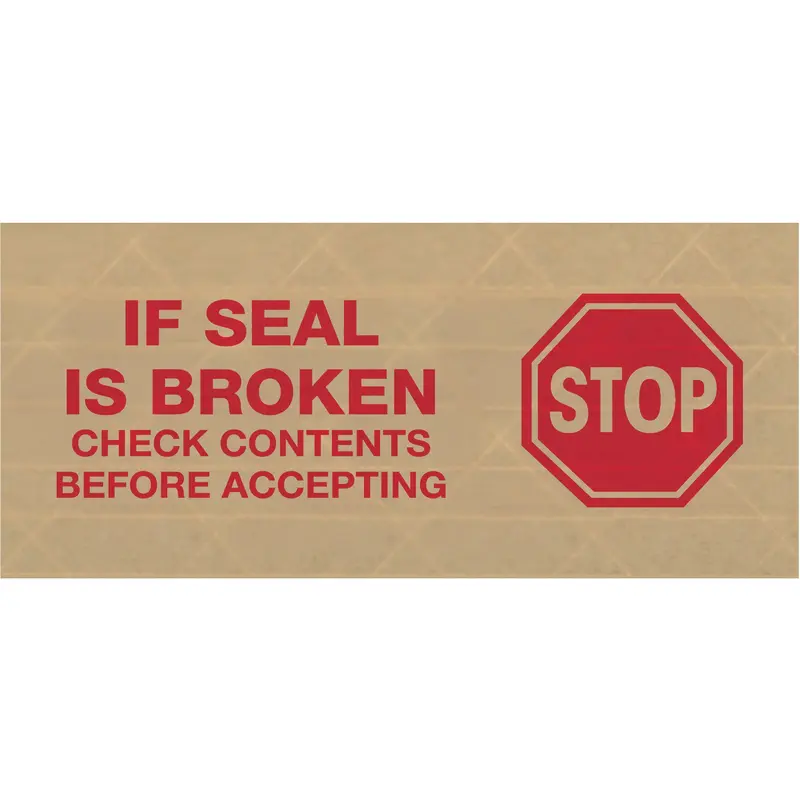 3" x 450' "Stop" TAPE LOGIC #7500 Messaged Reinforced Water Activated Tape (T9077500RA) Case Of 10