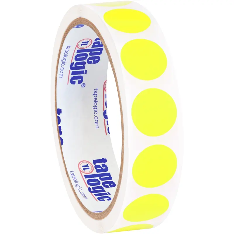 3/4" Circles - Fluorescent Yellow Removable Labels (DL1388FY) Roll Of 500