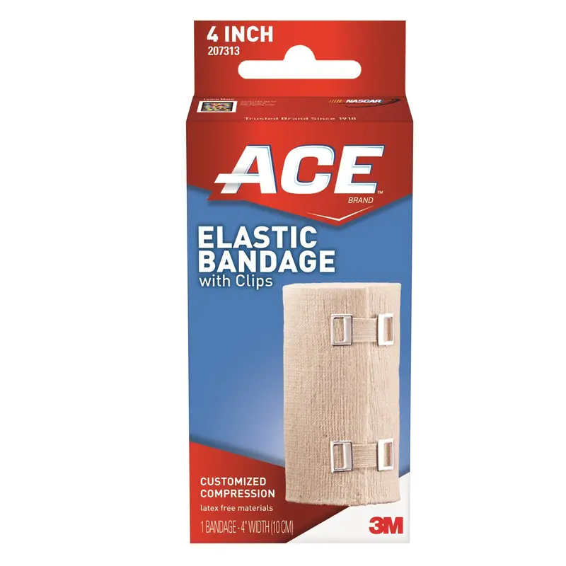 3M ACE Elastic Bandage 4 Inch Width Clip Detached Closure Tan NonSterile Standard Compression (488156_EA) 1/EA
