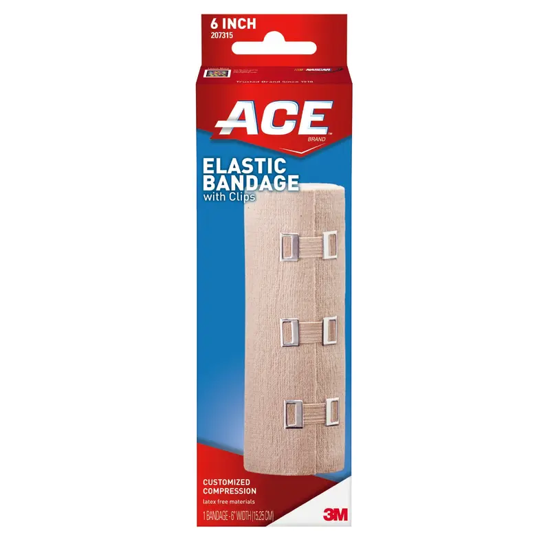 3M ACE Elastic Bandage 6 Inch X 5-1/3 Foot Clip Detached Closure Tan NonSterile Standard Compression (488157_EA) 1/EA
