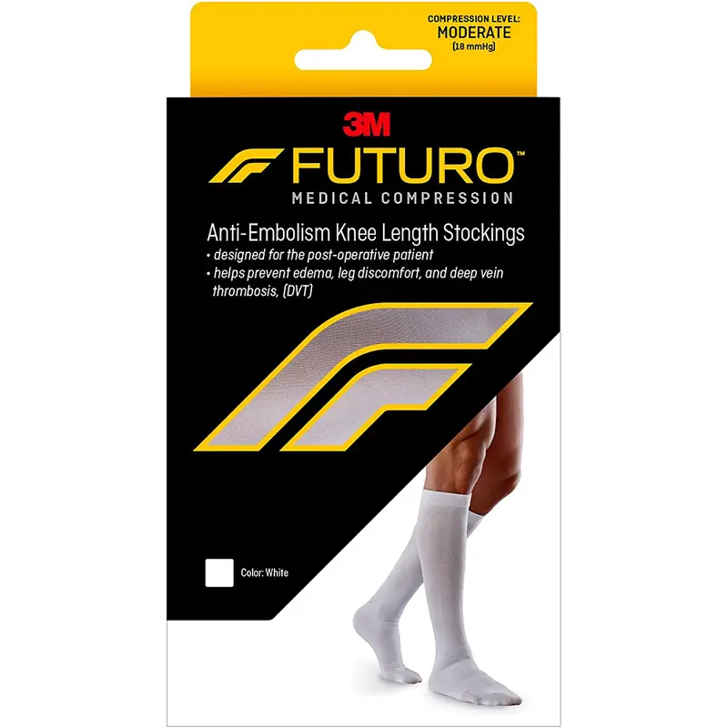 3M Futuro Anti-embolism Stocking Knee High Medium / Regular White Closed Toe (1084276_CS) 6/CS