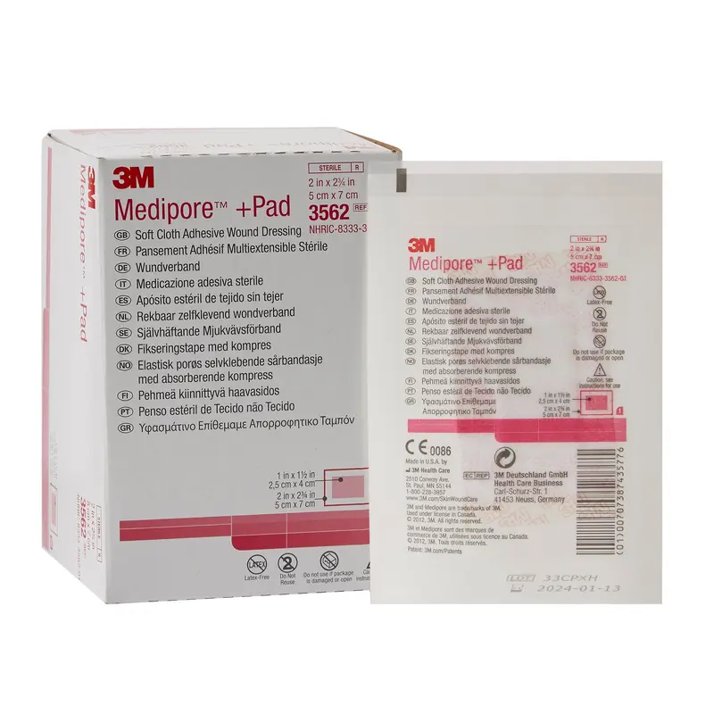 3M Medipore Composite Dressing 2 X 2-3/4 Inch Rectangle Sterile Nonwoven Backing (324093_BX) 50/BX