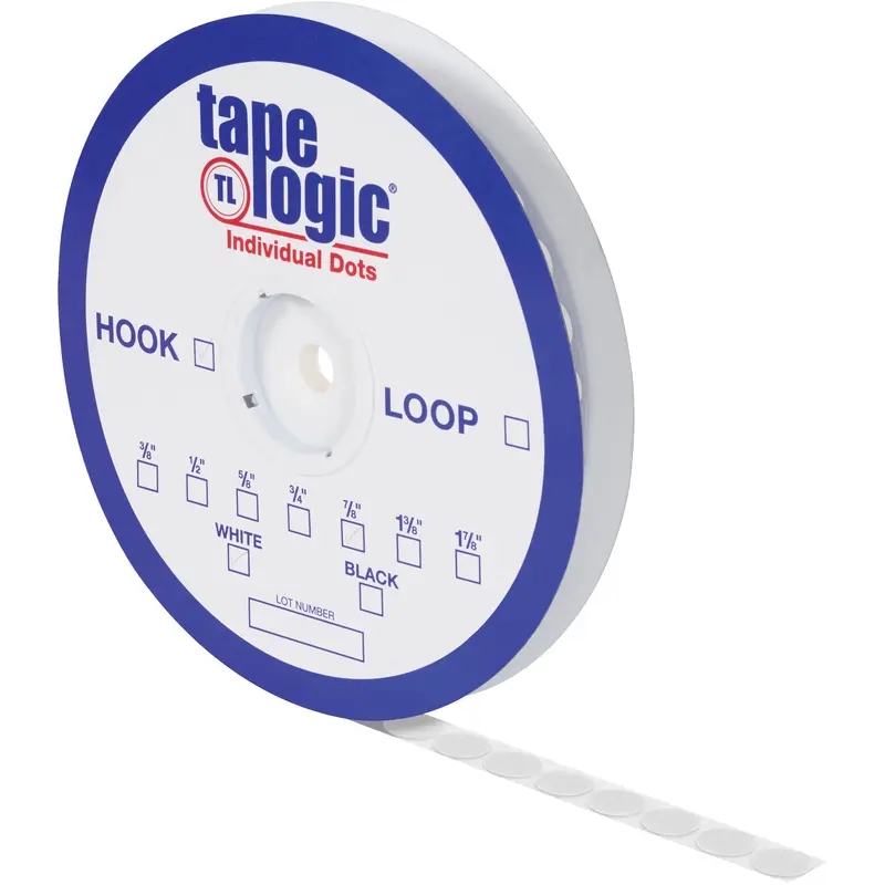 7/8" White Loop Tape Logic Individual Tape Dots (HLT159) Case Of 900