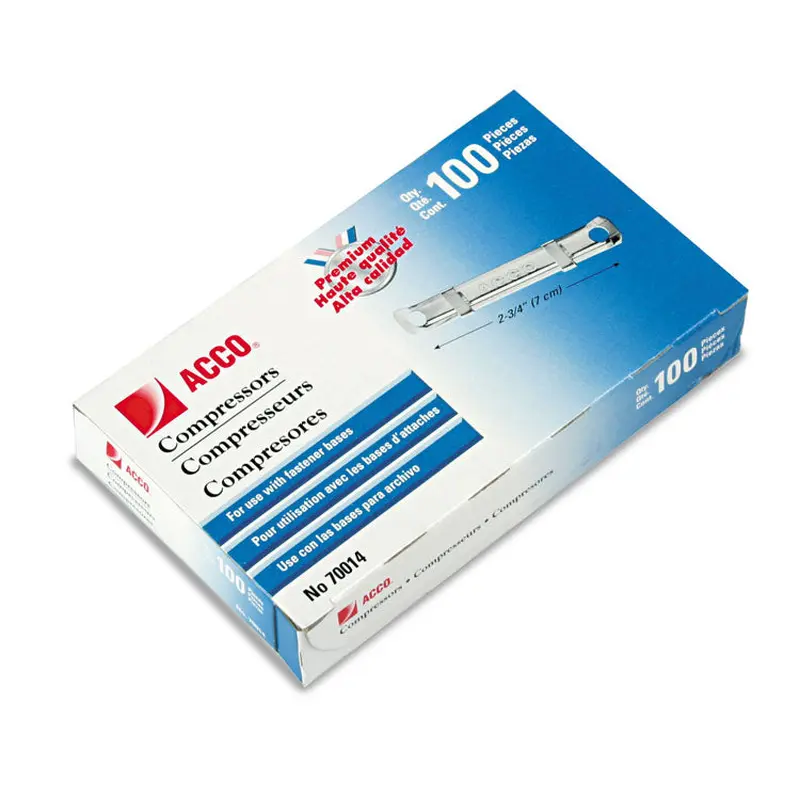 ACCO Premium Two-Prong Fastener Compressors, 2.75" Center to Center, Silver, 100/Box (ACC70014) Box of 100 Compressors