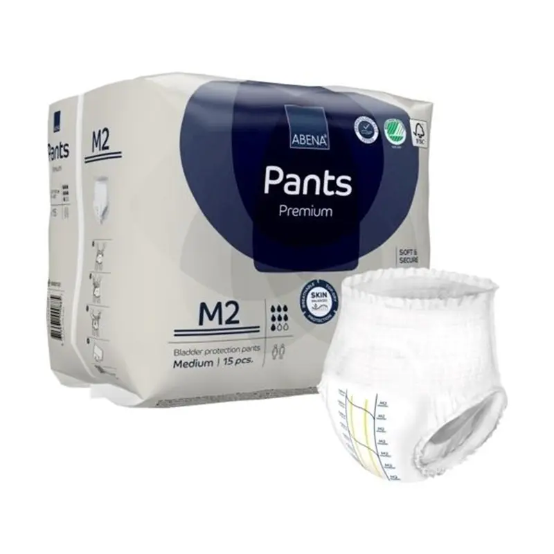Abena Premium Pants M2 Unisex Adult Absorbent Underwear Pull On with Tear Away Seams Medium Disposable Heavy Absorbency (1218230_CS) 90/CS