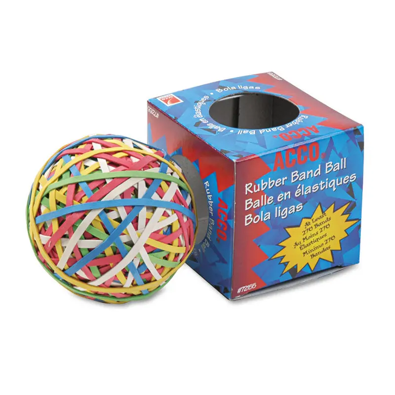 ACCO Rubber Band Ball, 3.25" Diameter, Size 34, Assorted Gauges, Assorted Colors, 270/Pack (ACC72155) Each