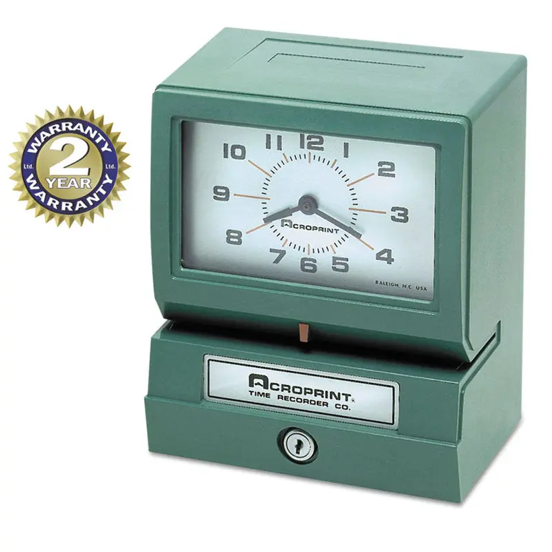 Acroprint Model 150 Heavy-Duty Time Recorder, Automatic Operation, Month/Date/0-23 Hours/Minutes Imprint, Green (ACP012070413) Each
