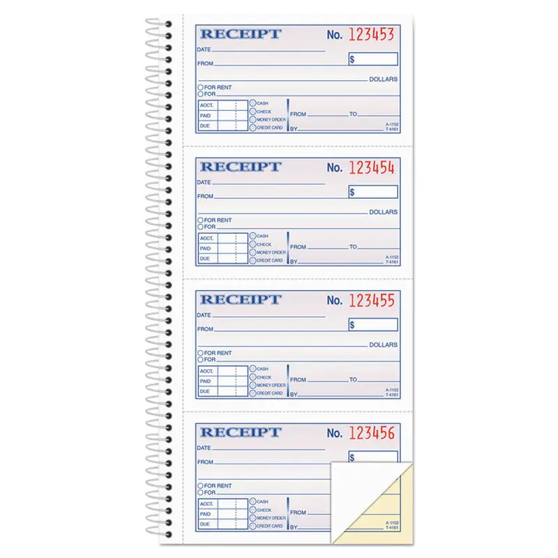 Adams 2-Part Receipt Book, Two-Part Carbonless, 4.75 x 2.75, 4 Forms/Sheet, 200 Forms Total (ABFSC1152) Each