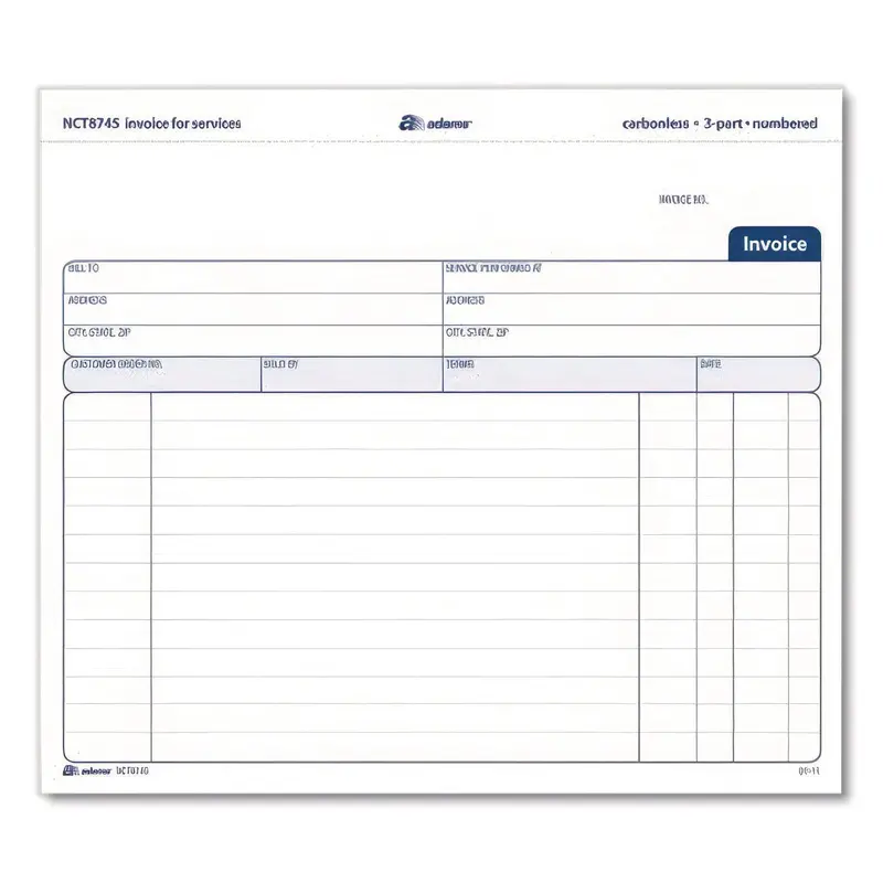 Adams Business Forms Multipart Service Invoice Pad, Three-Part Carbonless, 8.5 x 6.94, 50 Forms Total (ABFNCT8745) Pack of 50