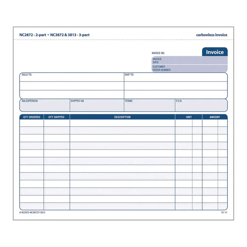 Adams Multipart General-Purpose Invoice Forms, Two-Part Carbonless, 8.5 x 6.94, 50 Forms Total (ABFNC287250) Pack of 50