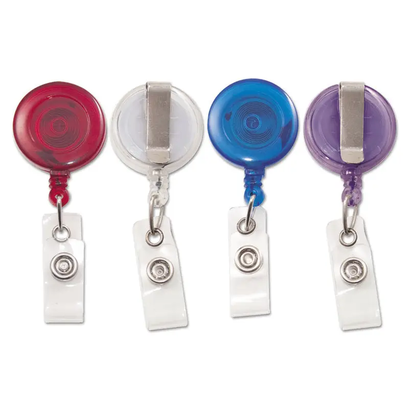 Advantus Translucent Retractable ID Card Reel, 30" Extension, Assorted Colors, 4/Pack (AVT75464) Pack of 4