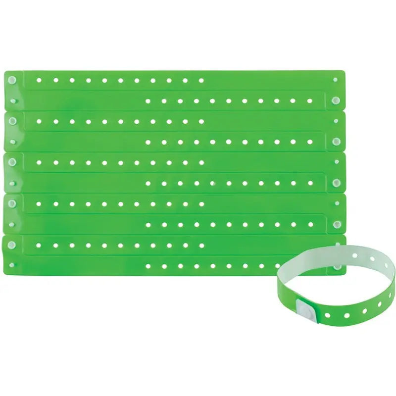 Advantus Wristbands, Vinyl, 3/5"Wx9-3/4"Lx1/50"H, 100/PK, Green (AVT97763) Pack of 100