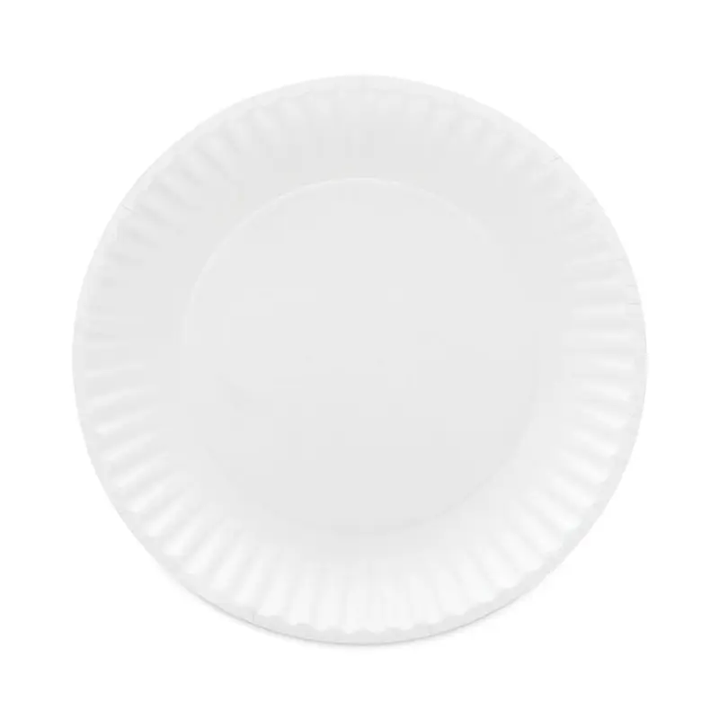 AJM Packaging Corporation Coated Paper Plates, 9" dia, White, 100/Pack, 12 Packs/Carton (AJMCP9GOAWH) Case of 1200