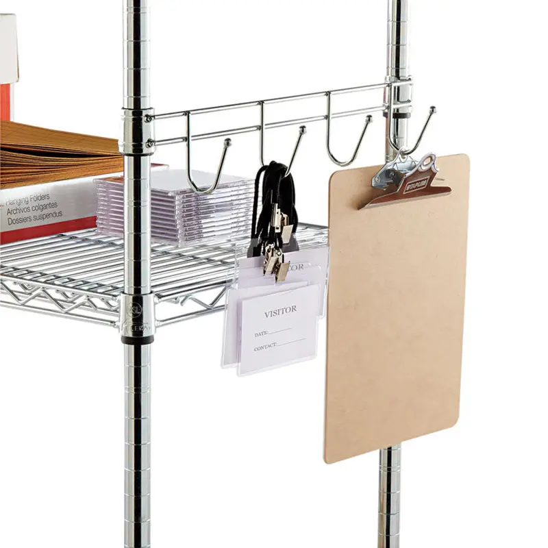 Alera Hook Bars For Wire Shelving, Four Hooks, 18" Deep, Silver, 2 Bars/Pack (ALESW59HB418SR) Pack of 2