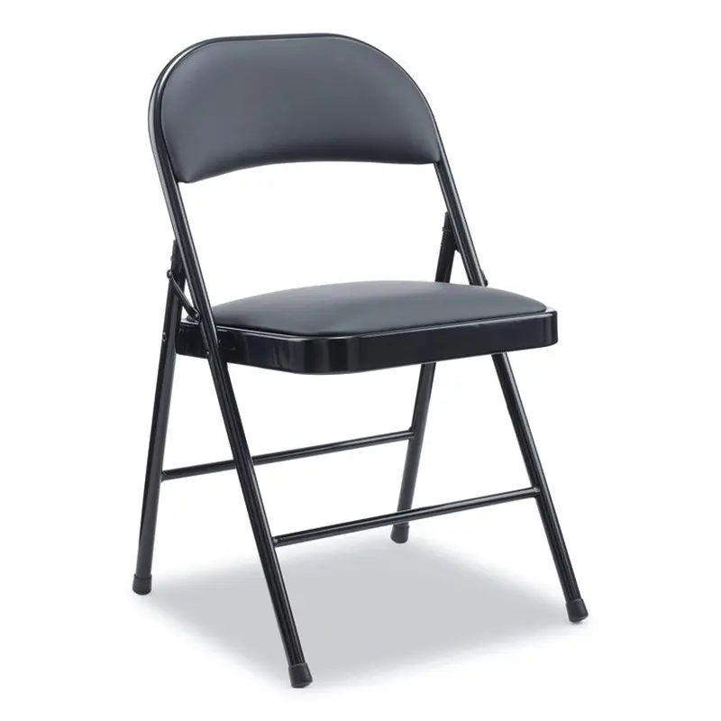 Alera Alera PU Padded Folding Chair, Supports Up to 250 lb, Black Seat, Black Back, Black Base, 4/Carton (ALECA9416) Case of 4