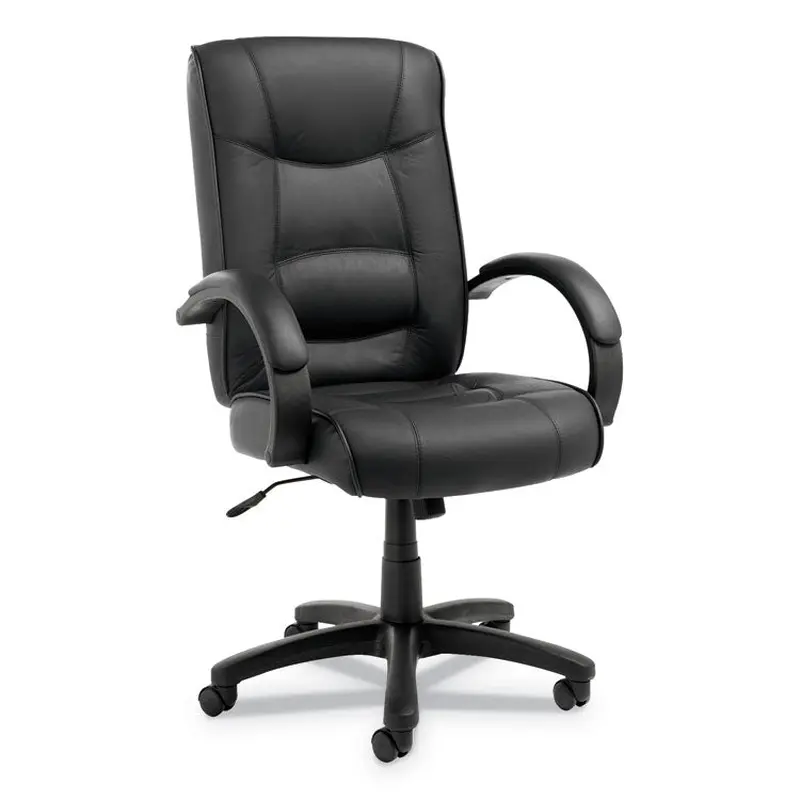 Alera Alera Strada Series High-Back Swivel/Tilt Top-Grain Leather Chair, Supports Up to 275 lb, 17.91" to 21.85" Seat Height, Black (ALESR41LS10B) Each