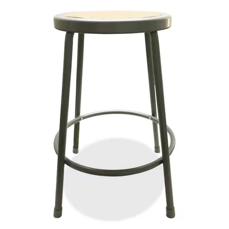 Alera Industrial Metal Shop Stool, Backless, Supports Up to 300 lb, 24" Seat Height, Brown Seat, Gray Base (ALEIS6624G) Each