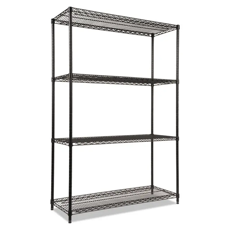 Alera NSF Certified Industrial Four-Shelf Wire Shelving Kit, 48w x 18d x 72h, Black (ALESW504818BL) Each